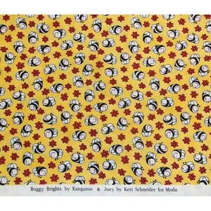 Moda Buggy Brights Keri Schneider Kangaroo Joey Yellow Bee Floral Cotton Fabric